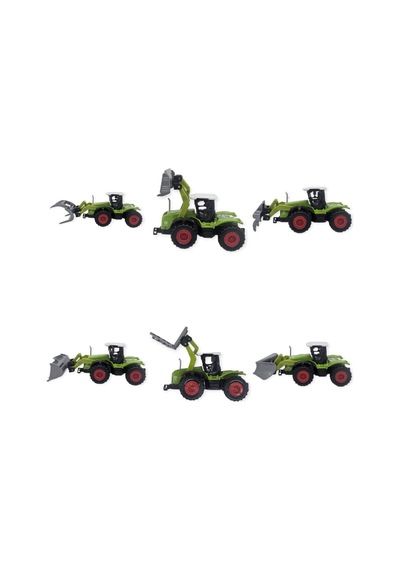 6'lı Set Farm Mini Oyuncak Traktör - 14 Cm Çiftlik Araçları