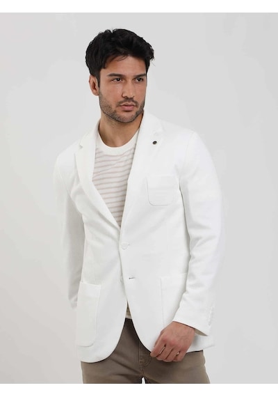 Dufy Ekru Erkek Slim Fit Düz Mono Yaka Casual Ceket - 104444-ekru Ekru