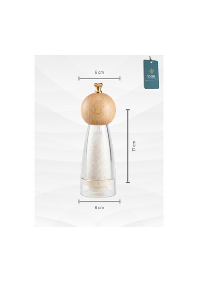 Chacha Home Luxury Bamboox Akrilik Tuz Ve Karabiber Değirmeni Baharat Öğütücü Şeffaf Lüx Gold Detaylı Küçük Boy