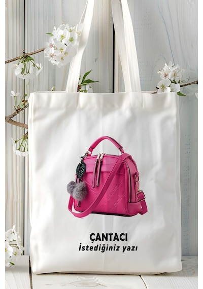 Art Hediye Çantacı Baskılı Bez Omuz Çantası Kişiye Özel Model 8 Çok Renkli