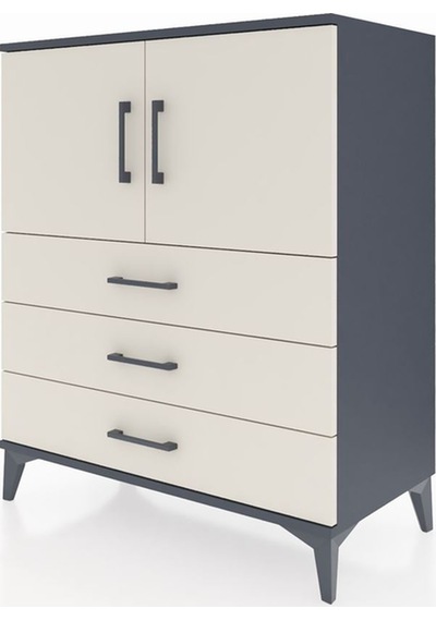 Hyperion Şifonyer 2 Raflı 3 Çekmeceli 2 Kapaklı 88x44x106 Ant... Antrasit