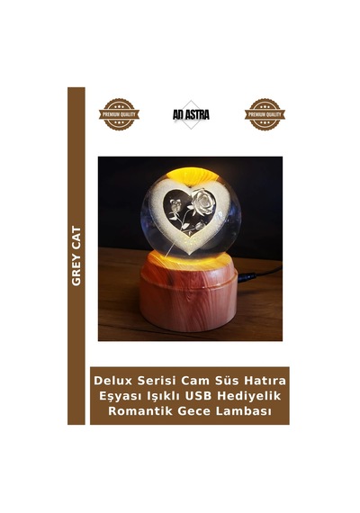 Delux Serisi Cam Süs Hatıra Eşyası Işıklı Usb Hediyelik Romantik Gece Lambası Çok Renkli