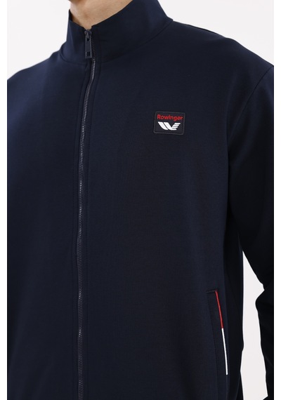 Rowinger Cepli Dik Yaka Tam Fermuarlı Göğüs Arma Detaylı Rahat Kalıp Mevsimlik Sweatshirt Navyblue