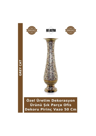 Özel Üretim Dekorasyon Ürünü Şık Parça Ofis Dekoru Pirinç Vazo 50 Cm Bakır Pirinç