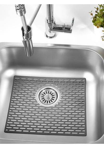 2 Adet Dikdörtgen Silikon Ayarlanabilir Kaydırmaz Lavabo Üst Ve İç Matı 33x28 Antrasit M-115 Silikon Diğer