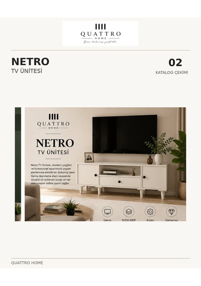 Netro Tv Ünitesin Beyaz