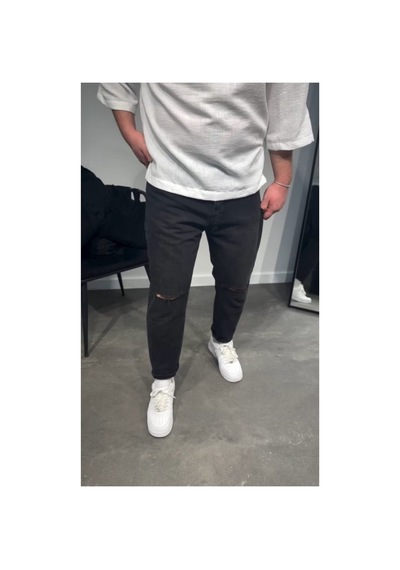 Butik İstanbul Erkek Siyah Dizi Yırtık Boyfriend Jean Butik İstanbul Erkek Siyah Dizi Yırtık Boyfriend Jean