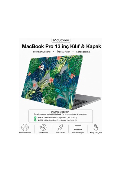 Macbook Pro Retina 13 İnç Kılıf A1425 A1502 Uyumlu Tropikal Yaprak Ve Çiçek Desenli Sert Kapak Hard Case İnce Hafif Laptop Koruyucu R-621 Belirtilmemiş Macbook Pro Retina 13 İnç Kılıf A1425 A1502 Uyumlu Tropikal Yaprak Ve Çiçek Desenli Sert Kapak Hard Case İnce Hafif Laptop Koruyucu R-621 Belirtilmemiş