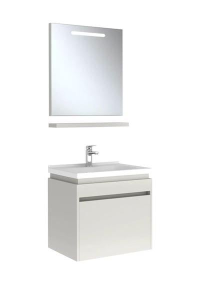 Kale Idea 2.0 65 Cm Parlak Beyaz Tek Çekmeceli Banyo Dolabı Takımı