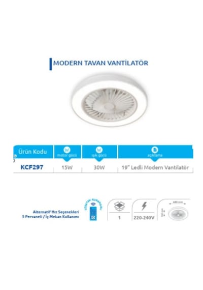 Vanti Kcf298 15w 20 Ledli Modern Tavan Vantilatörü