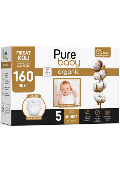 Pure Baby Bebek Bezi 5 Beden 11-20 Kg 160 Adet Avantaj Fırsat Pk 5 Numara