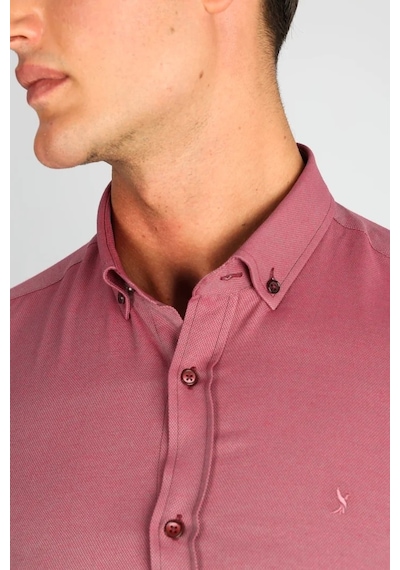 Lorenzo Mazzoli Oxf C 707 Bordo Erkek Gömlek Bordo