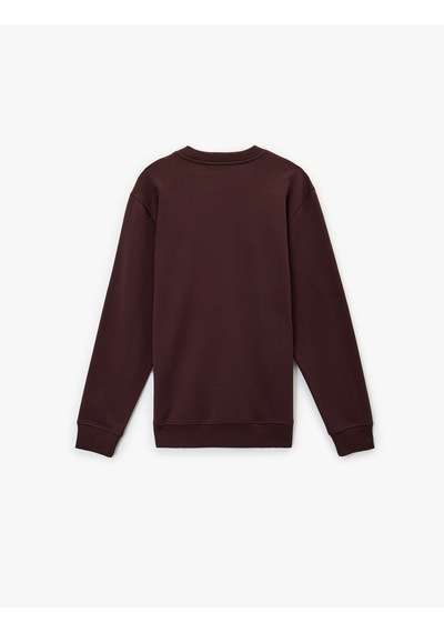 Koton Uzun Kollu Bisiklet Yaka Pamuklu Baskılı Sweatshirt Bordo 6wam70167mk
