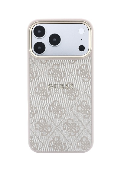 Apple iPhone Uyumlu 18 Pro Max Kılıf Guess Lisanslı M-safe  C-magnet 4g Desenli Yazı Logolu Kapak Pembe