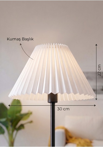 Kırma Lambader Başlığı Pileli Umbrella Kumaş Başlık Çap 36 Cm Lam11 Beyaz