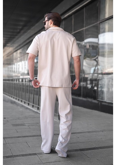 Madmext Taş Rengi Polo Yaka Erkek Alt Üst Takım E7356 Taş Rengi