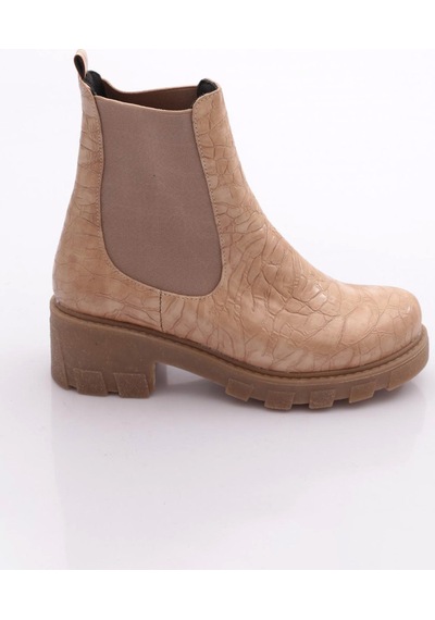 Dgn Md102-22k Kadin Strech Detayli Topuklu Bot Nude Kroko