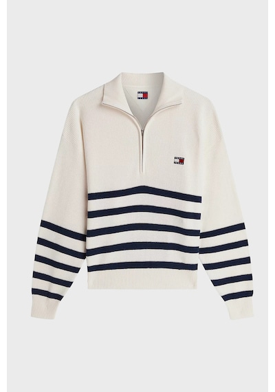 Tommy Jeans Yarım Fermuarlı Çizgili Relaxed Fit Dik Yaka Logolu Kazak Kadın Kazak Dw0dw22928 Ybh Beyaz Tommy Jeans Yarım Fermuarlı Çizgili Relaxed Fit Dik Yaka Logolu Kazak Kadın Kazak Dw0dw22928 Ybh Beyaz