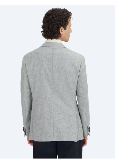 Kip Gri Desenli Modern Fit Yün Karışımlı Ceket Gri
