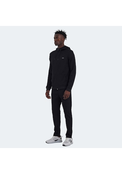 Slazenger RICH Erkek Fermuarlı Kapüşonlu Cepli Siyah Eşofman Takımı