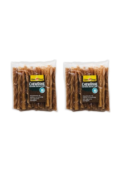 Gimdog Mordimi Naturel Burgu Çubuk Kemik 5" 10 CM 50'li 2 x 300 G