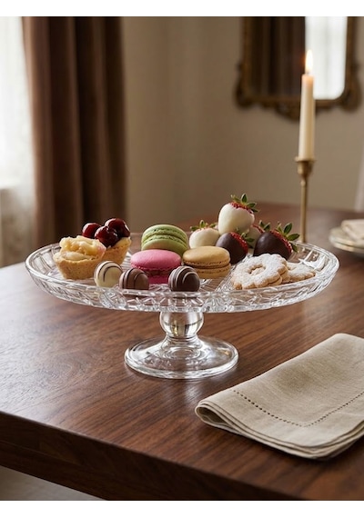 Elegant Ayaklı Oval Bölmeli Servis Tabağı Beyaz