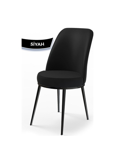 Canisa Concept Dexa Serisi Siyah Renk Sandalye Mutfak Sandalyesi, Yemek Sandalyesi Ayaklar Siyah Siyah