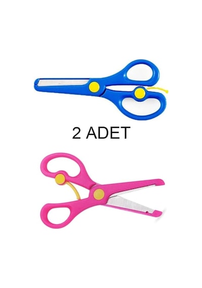 Nistabolje 2 Adet Çocuk Makası Küt Uçlu Yaylı Plastik Korumalı Okul Makası