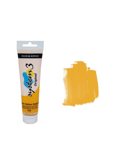 Daler Rowney System 3 Akrilik Boya 150Ml 618 Cadmium Yellow Deep