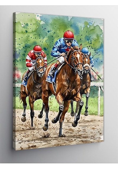 Kanvas Tablo At Yarışı Ve Hızın Coşkusu 50cmx70cm