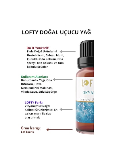 Lofty Okyanus Uçucu Yağ Buhurdanlık Esansı Oda Kokusu 10 ML