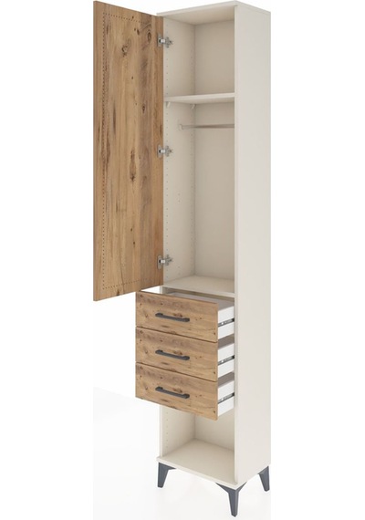 Arges Dolap 2 Raflı 3 Çekmeceli Tek Askılı 44x30x221 Aytaşı-çam Aytaşı