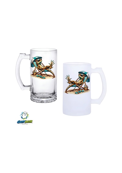 İguana Kulplu Bira Bardağı Buzlu Veya Şeffaf Seçenekli 0299