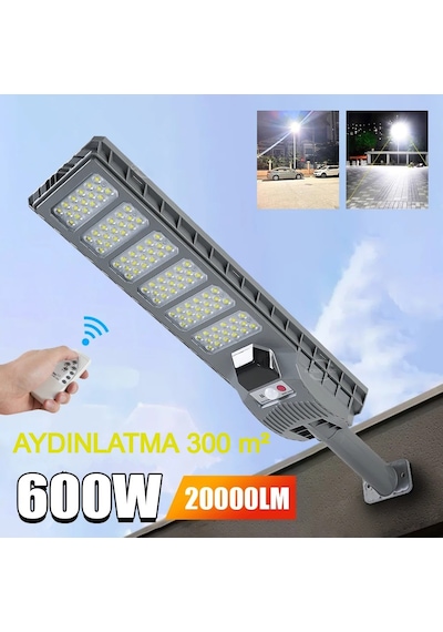 600w Güneş Enerjili Dış Mekan Lamba Ip65 Su Geçirmez Uzaktan Kumandalı Ultra Parlak Led Aydınlatma
