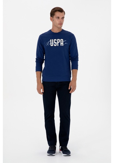U.S. Polo Assn. Erkek Regular Fit Bisiklet Yaka İndigo İnce Sweatshirt 50315570-VR028