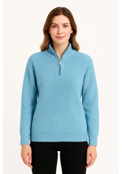 Etiler Collection Kadın Yarım Fermuarlı Triko Kazak Selanik Örgü, Dik Yaka, Pamuklu Dokuma, Oversize Uzun Kollu Kışlık Model - Bebe Mavisi Yeşil Etiler Collection Kadın Yarım Fermuarlı Triko Kazak Selanik Örgü, Dik Yaka, Pamuklu Dokuma, Oversize Uzun Kollu Kışlık Model - Bebe Mavisi Yeşil