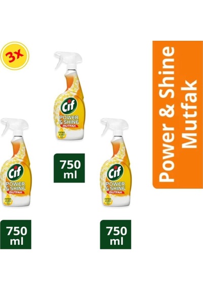 Power Shine Mutfak Ultra Yağ Çözücü Sprey 750 Ml 3 Adet