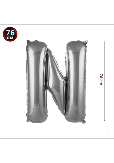 N Harf Gümüş Folyo Balon - 76 Cm