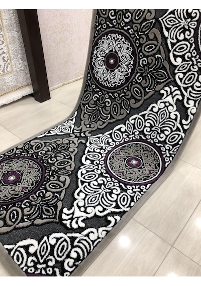 Kaşmir Halı Jade 97X200 Z009-02 Gri Mor Yolluk 2 Metre !