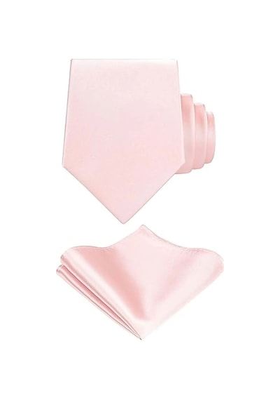 Tezzgelsin Erkek Saten Kravat Mendil Ve Silver Çelik Kravat İğne Set Pembe
