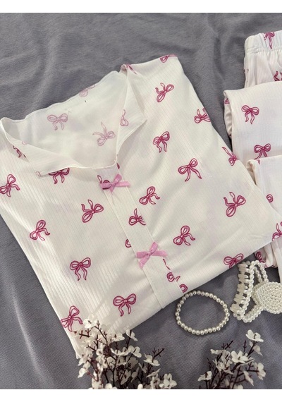 Mh Moony Homewears 2'li Aysimoş Lüks Kaşkorse Pijama Takımı Tatlışko Pembe