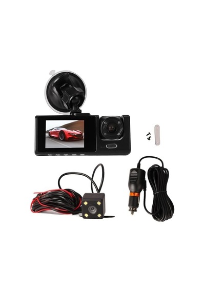 H309 Full Hd 1080p Üç Kameralı Araç Içi Kamera Araba Güvenlik Kamerası Gece Görüşü Ön Geri İç Kayıt Ir Led