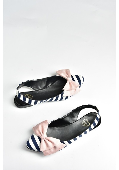 Fox Shoes Lacivert/beyaz/pudra Kadın Babet D726774404 Lacivert