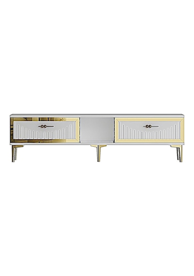 Tsa1503bg - Tunatv150 Tv Stand, Tv Sehpası Beyaz-gold 150cm Beyaz-gold