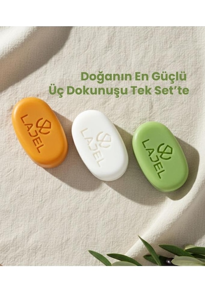 Lajel 3 Lü Cilt Bakım Sabunu Kolajen Kojik Asitli C Vitaminli Zeytinyağlı Doğal Sabun Seti Karışık