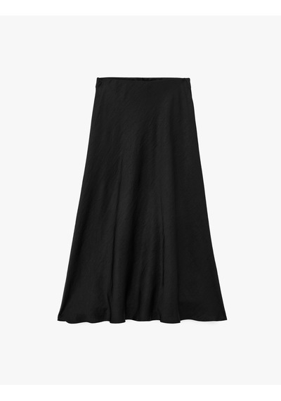 Koton Normal Bel Kloş Midi Saten Etek Siyah 6sak70194uw