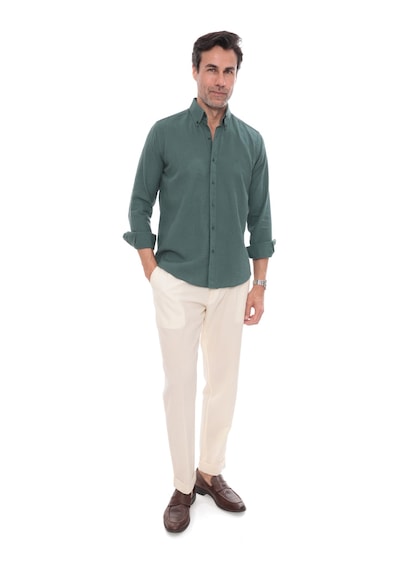Slim Fit Uzun Kol Yaka Düğmeli Nefes Alan Keten Hediye Kutulu Erkek Gömlek Fs-004548 - Koyu Yeşil-3225 Slim Fit Uzun Kol Yaka Düğmeli Nefes Alan Keten Hediye Kutulu Erkek Gömlek Fs-004548 - Koyu Yeşil-3225