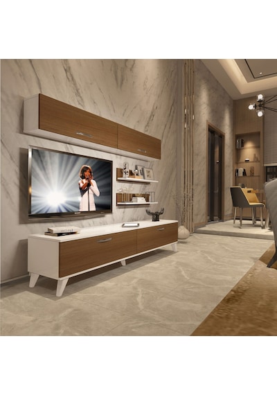 Decoraktiv Eko 5 Slm Std Retro Tv Ünitesi Tv Sehpası Beyaz - Ceviz