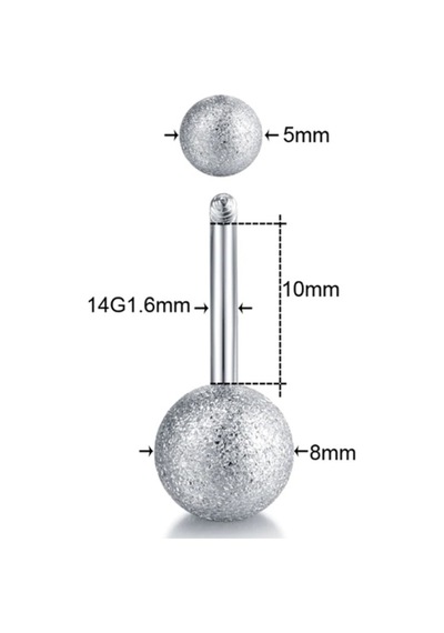 Gümüş Renk 8Mm Top Uçlu Çelik Muz Göbek Piercing P455A
