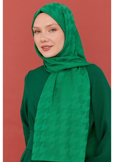 Mirsoy Scarf Kazayağı Desen İpeksi Jakar Şal - Benetton Yeşili Benetton Yeşili